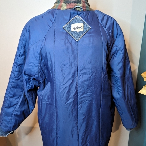 Vintage 80's denim tapestry patchwork jacket. Woman's M oversized - Picture 10 of 14